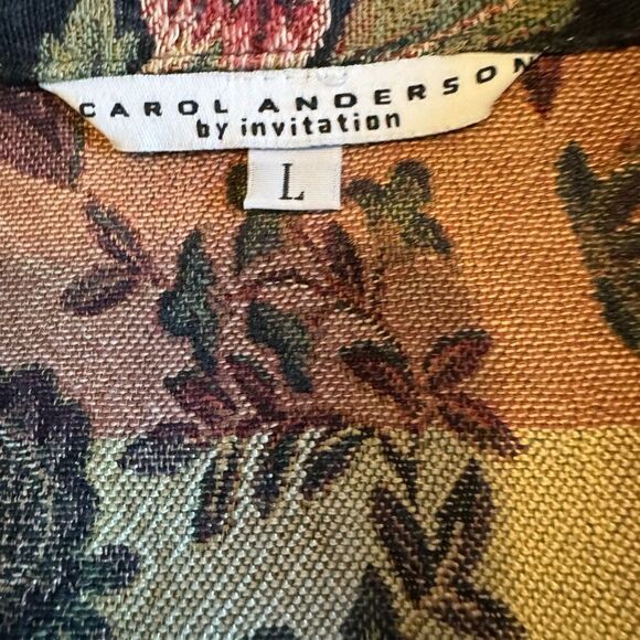 Carol Anderson by Invitation Floral Canvas Jacket Size Large Button Up - Picture 3 of 7